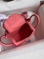 Hermes Mini Lindy Handmade Bag In Rose Lipstick Swift Leather - Image 3