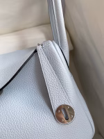 Hermes Lindy 26 Handmade Bag In Blue Brume Clemence Leather - Image 5