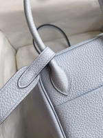 Hermes Lindy 26 Handmade Bag In Blue Brume Clemence Leather - Image 7