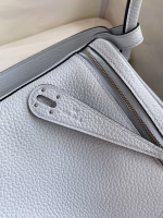 Hermes Lindy 26 Handmade Bag In Blue Brume Clemence Leather - Image 4