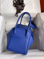 Hermes Lindy 26 Handmade Bag In Blue Electric Clemence Leather - Image 6