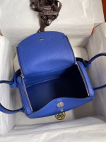 Hermes Lindy 26 Handmade Bag In Blue Electric Clemence Leather - Image 7