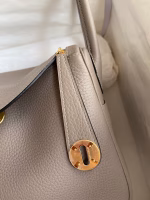 Hermes Lindy 26 Handmade Bag In Gris Asphalt Clemence Leather - Image 6