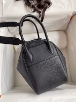 Hermes Lindy 26 Handmade Bag In Black Clemence Leather - Image 6