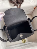 Hermes Lindy 26 Handmade Bag In Black Clemence Leather - Image 7