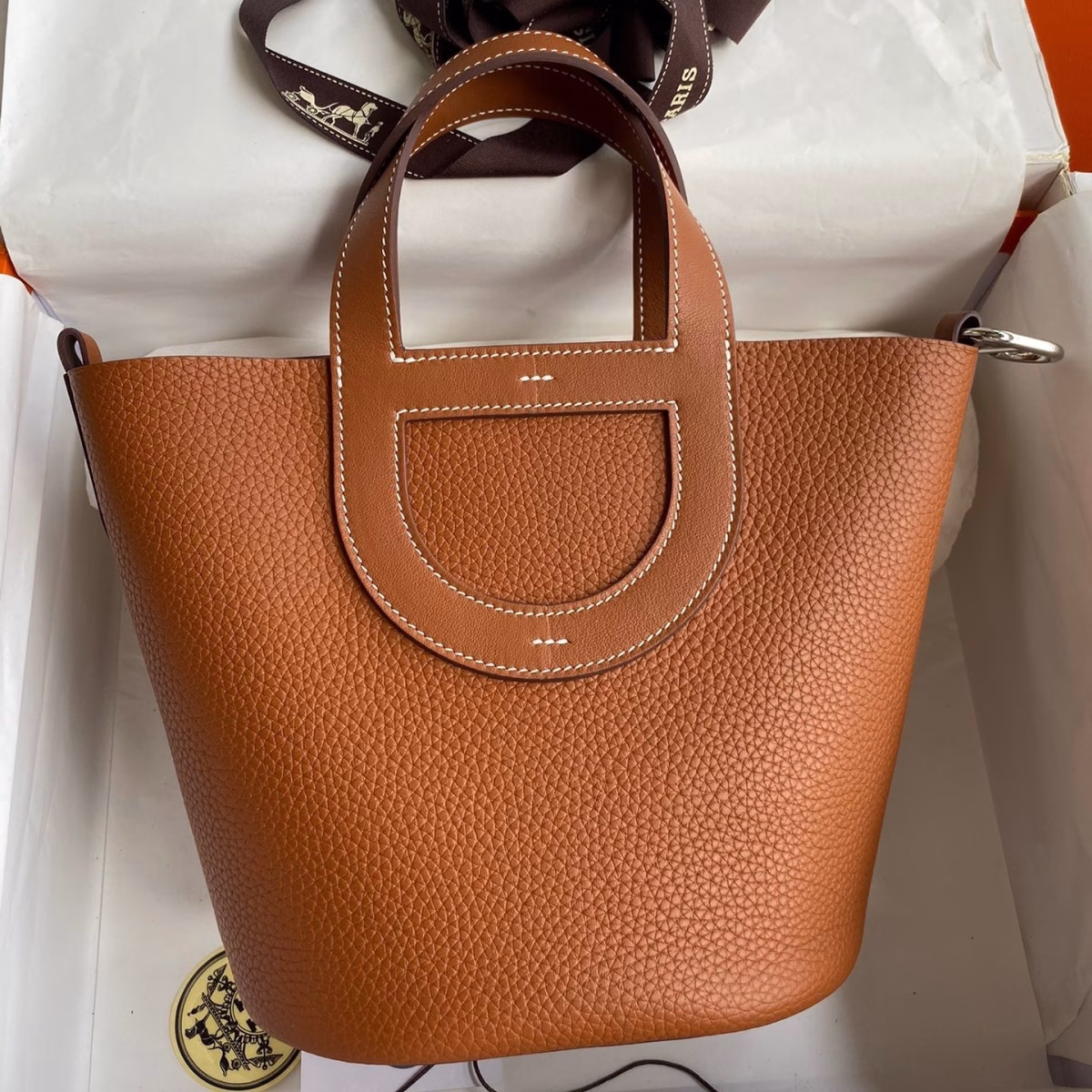 Hermes In The Loop 18 Handmade Bag in Gold Clemence Leather - Image 1