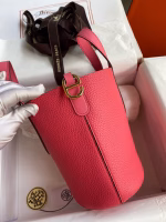 Hermes In The Loop 18 Handmade Bag in Rose Lipstick Clemence Leatherther - Image 6