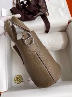 Hermes In The Loop 18 Handmade Bag in Taupe Clemence Leatherther - Image 6