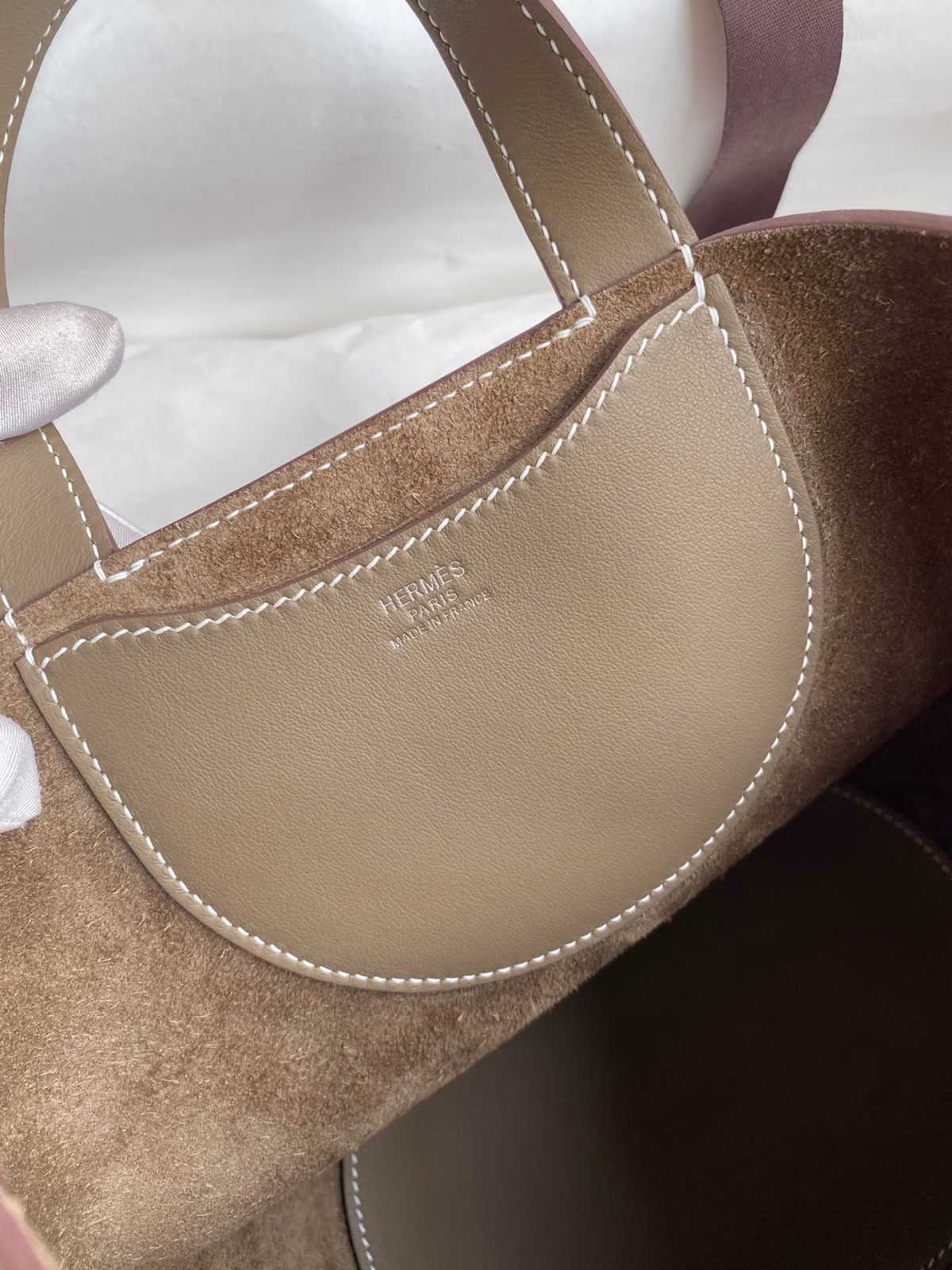 Hermes In The Loop 18 Handmade Bag in Taupe Clemence Leatherther - Image 10
