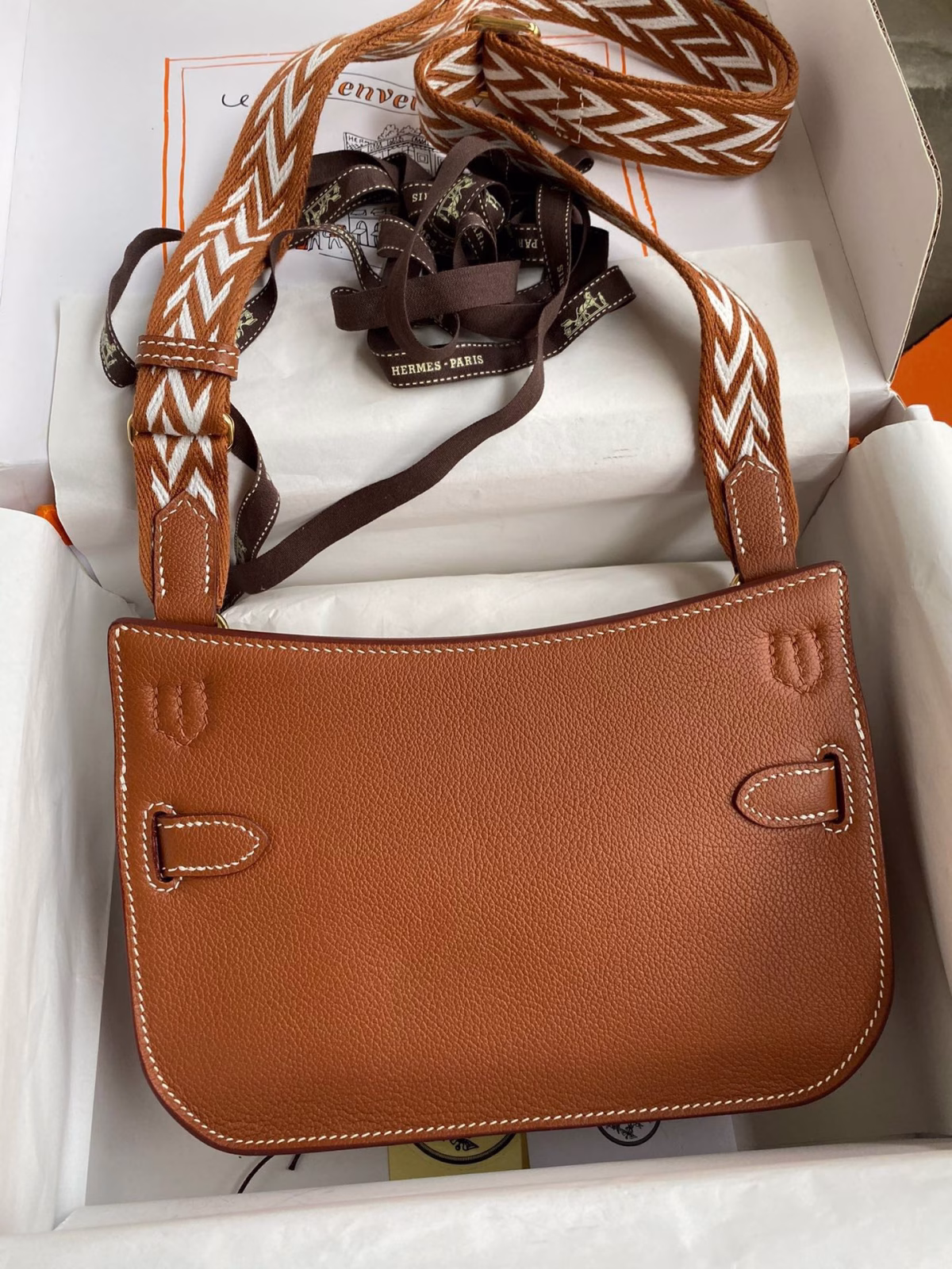 Hermes Jypsiere Mini Handmade Bag In Gold Evercolor Calfskin - Image 9