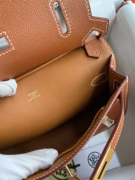 Hermes Jypsiere Mini Handmade Bag In Gold Evercolor Calfskin - Image 6