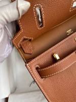Hermes Jypsiere Mini Handmade Bag In Gold Evercolor Calfskin - Image 4