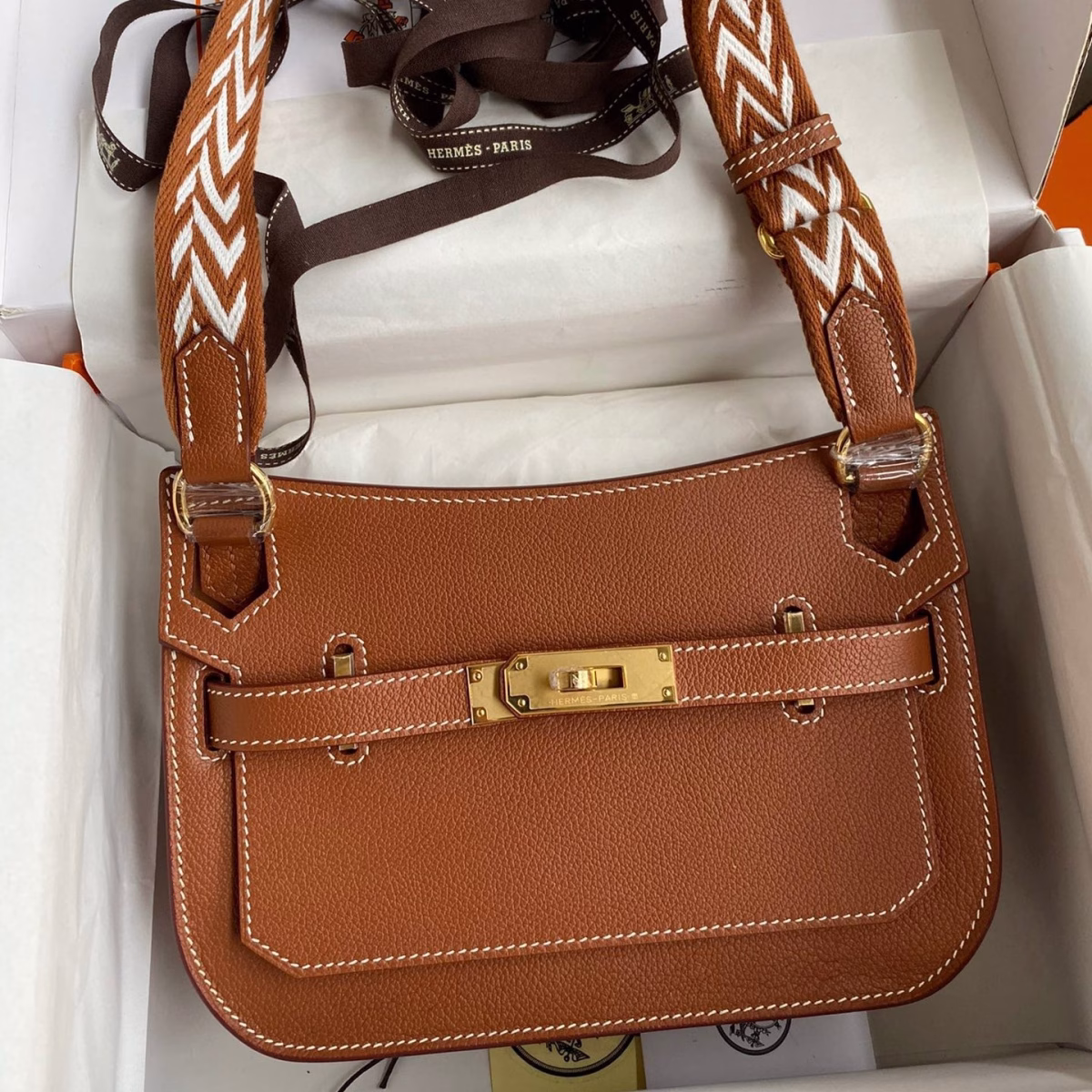 Hermes Jypsiere Mini Handmade Bag In Gold Evercolor Calfskin - Image 1