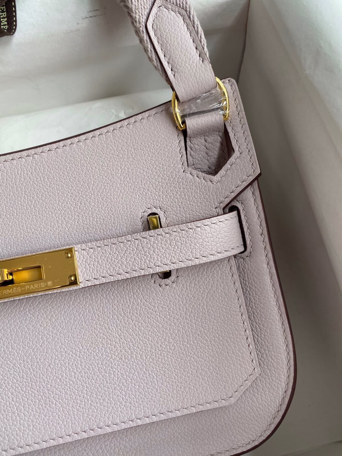 Hermes Jypsiere Mini Handmade Bag In Mauve Pale Evercolor Calfskin - Image 3