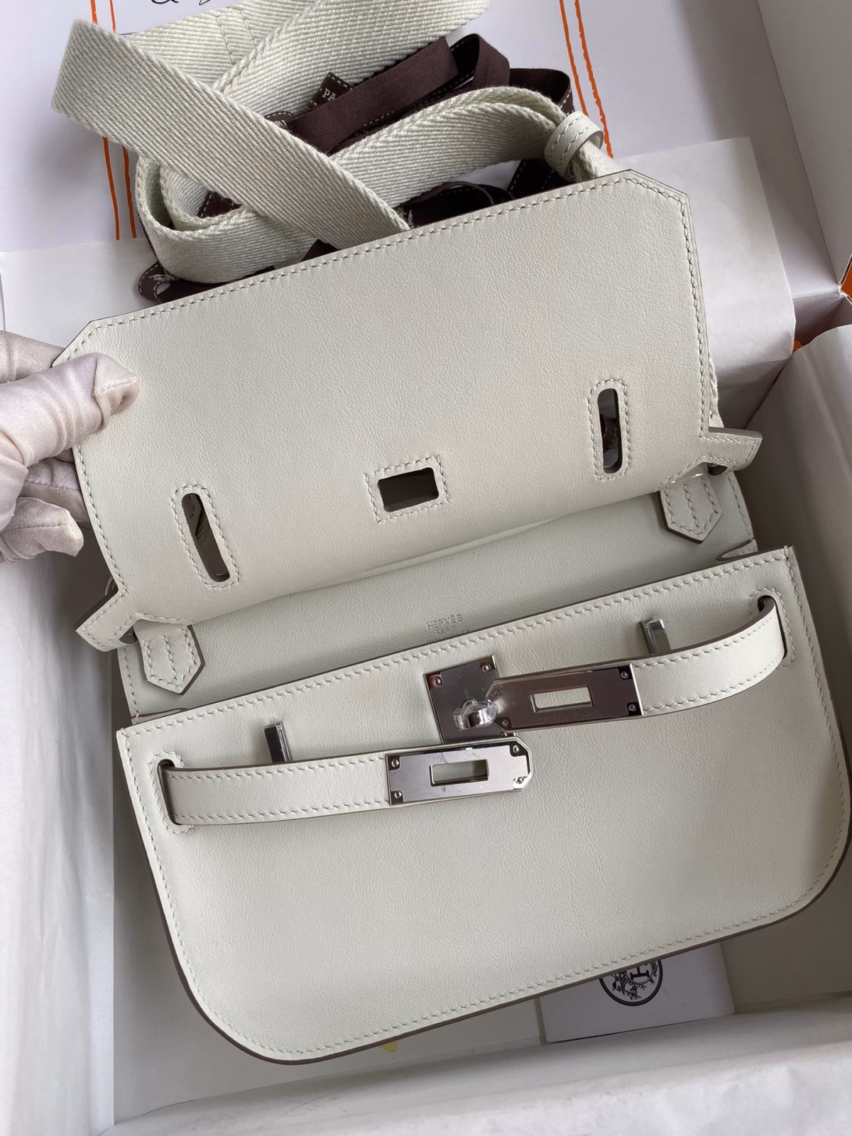 Hermes Jypsiere Mini Handmade Bag In Beton Swift Calfskin - Image 5