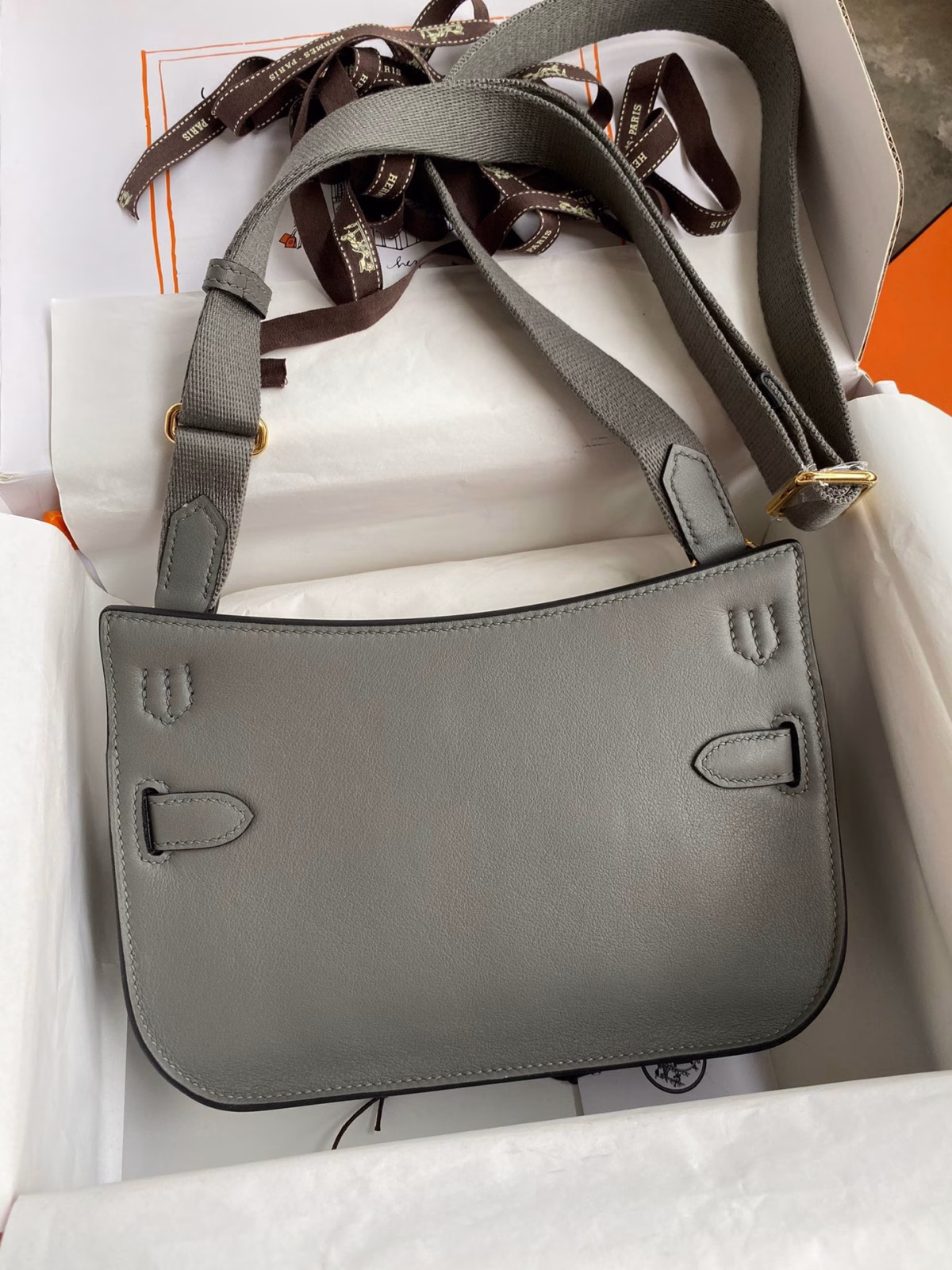 Hermes Jypsiere Mini Handmade Bag In Gris Meyer Swift Calfskin - Image 2