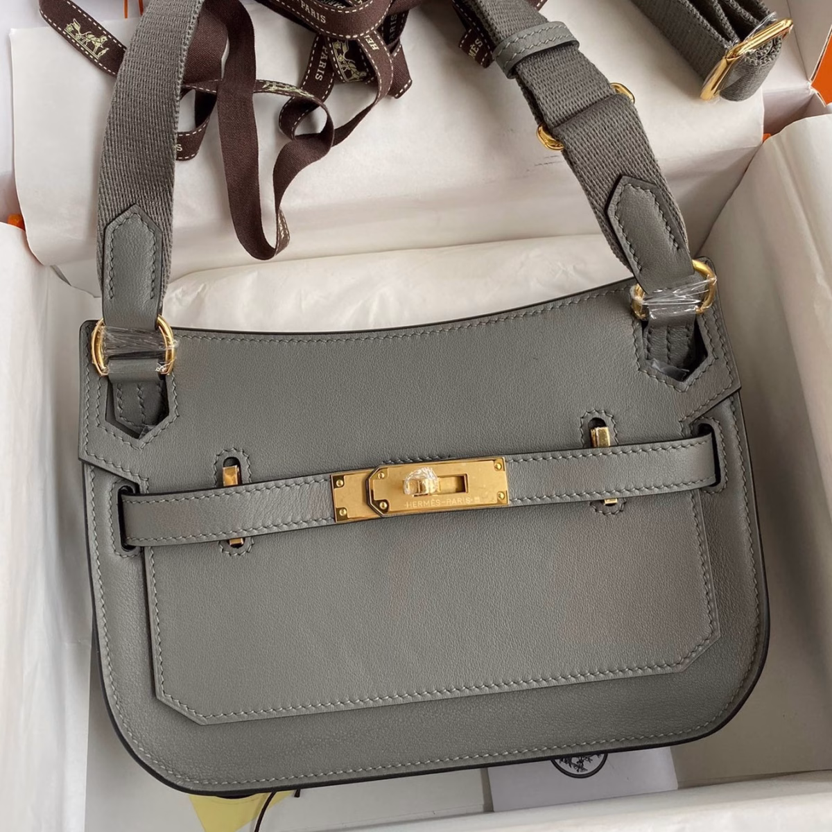 Hermes Jypsiere Mini Handmade Bag In Gris Meyer Swift Calfskin - Image 1