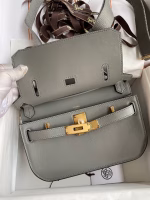 Hermes Jypsiere Mini Handmade Bag In Gris Meyer Swift Calfskin - Image 4