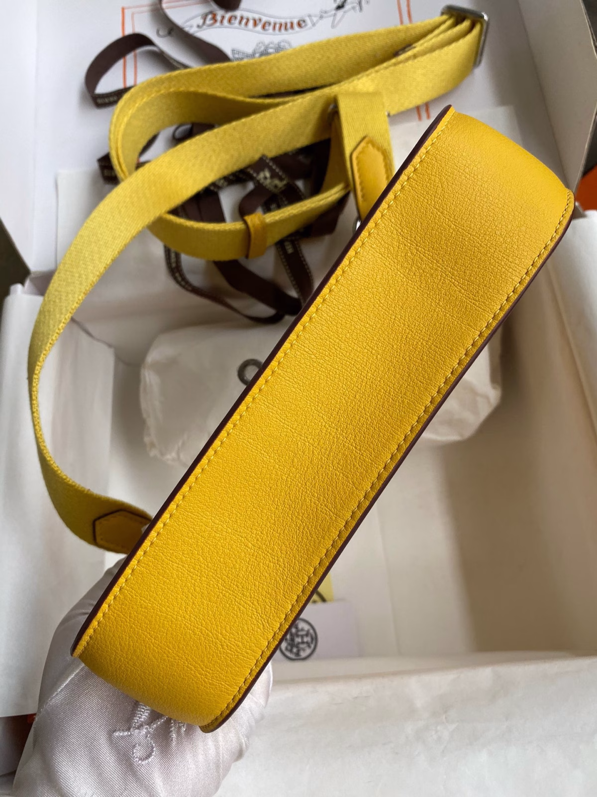 Hermes Jypsiere Mini Handmade Bag In Jaune Ambre Swift Calfskin - Image 3