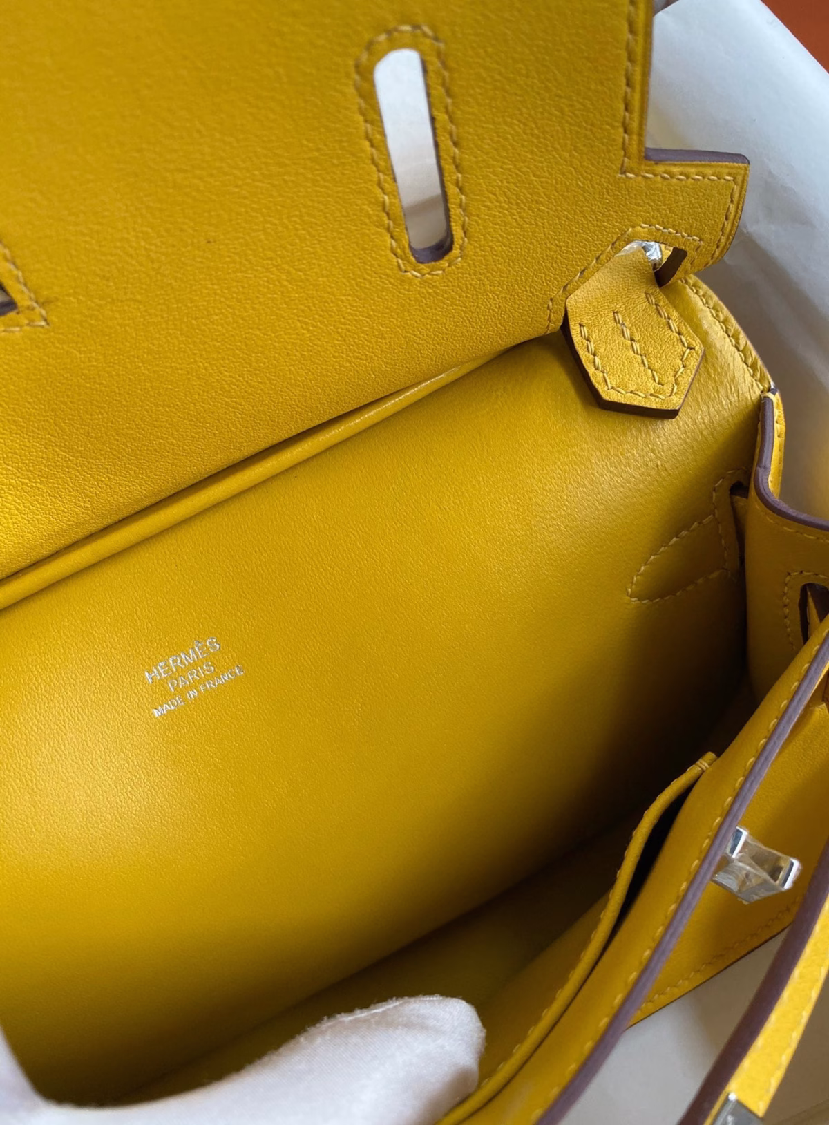 Hermes Jypsiere Mini Handmade Bag In Jaune Ambre Swift Calfskin - Image 7