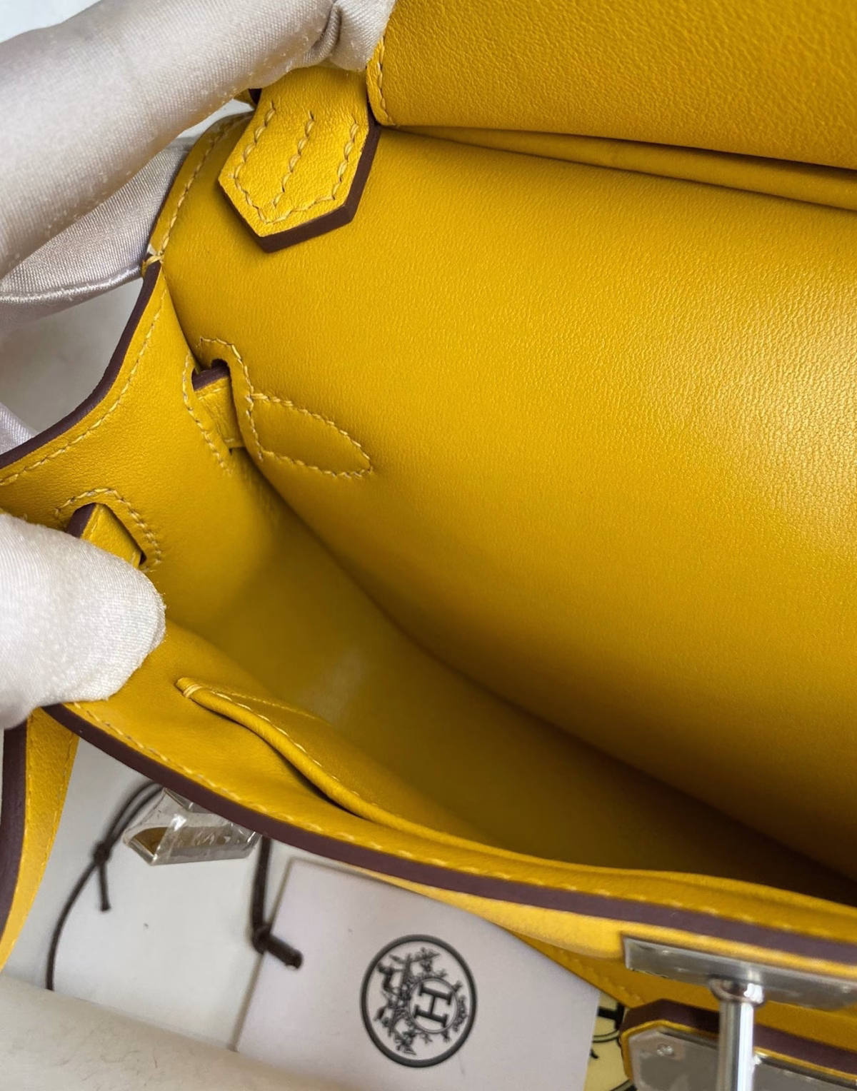 Hermes Jypsiere Mini Handmade Bag In Jaune Ambre Swift Calfskin - Image 5