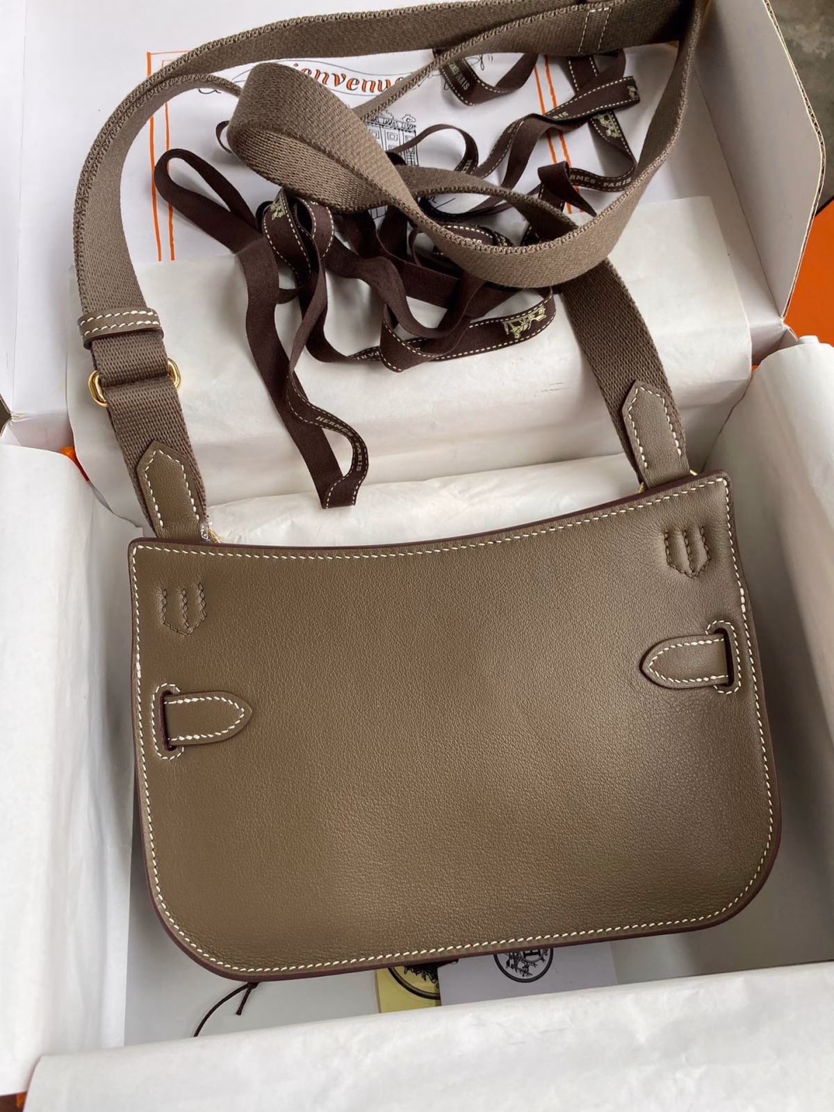 Hermes Jypsiere Mini Handmade Bag In Taupe Swift Calfskin - Image 2