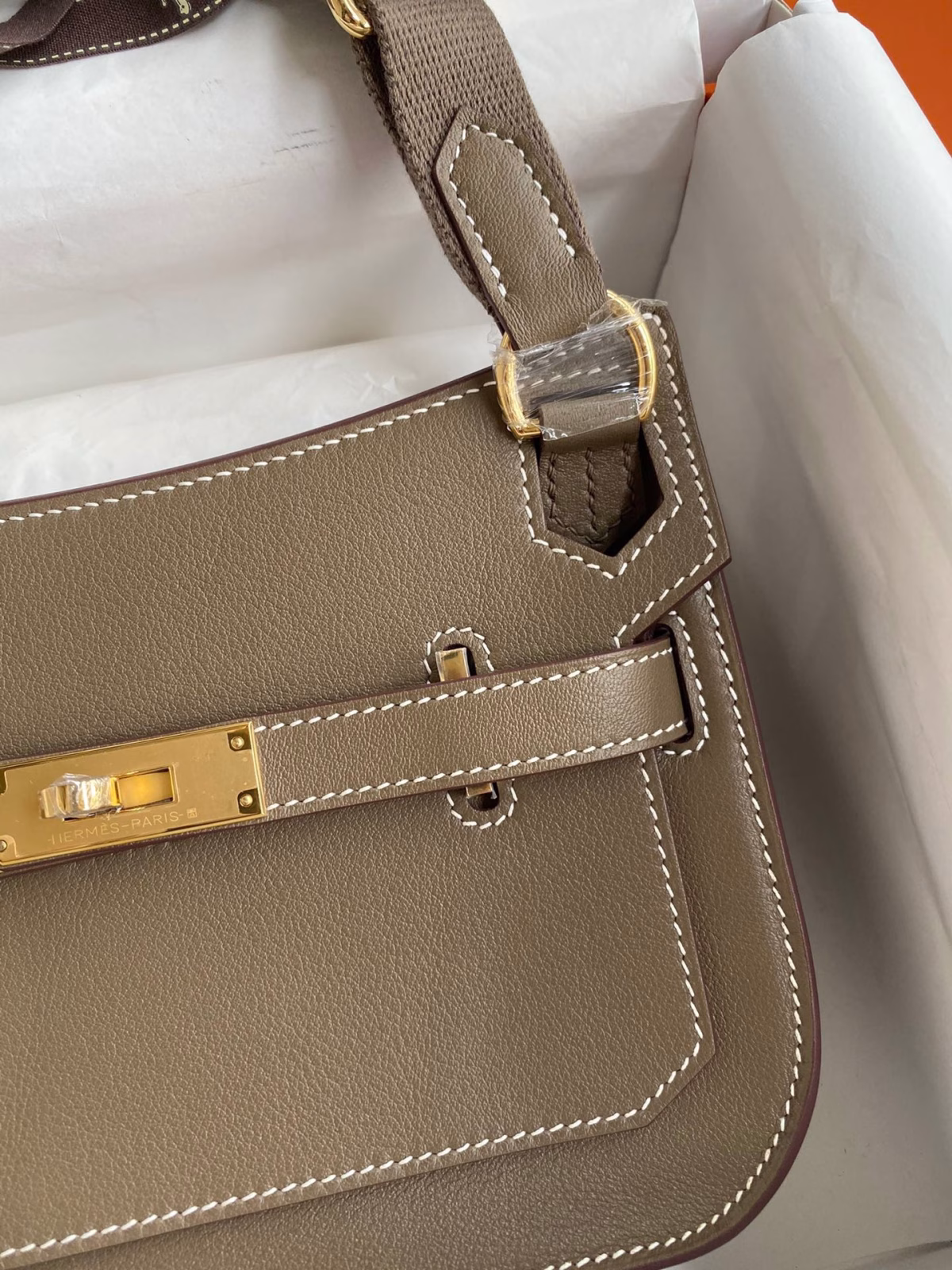 Hermes Jypsiere Mini Handmade Bag In Taupe Swift Calfskin - Image 7