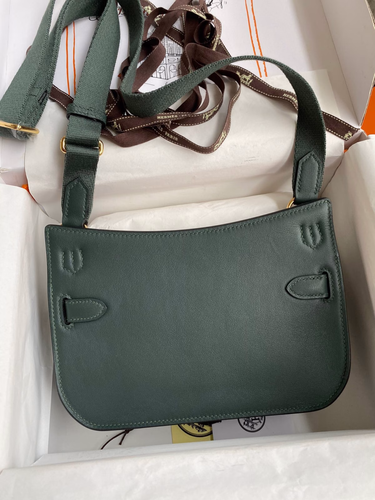 Hermes Jypsiere Mini Handmade Bag In Vert Rousseau Swift Calfskin - Image 5