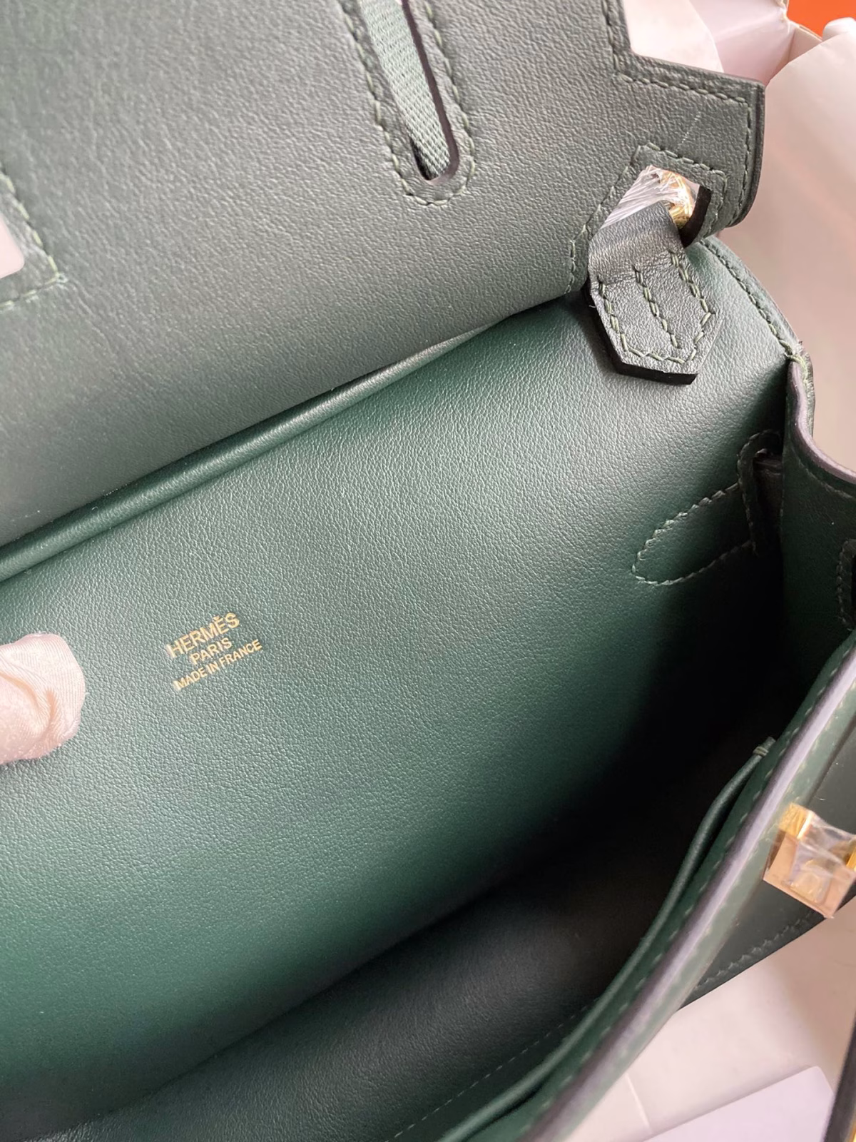 Hermes Jypsiere Mini Handmade Bag In Vert Rousseau Swift Calfskin - Image 2