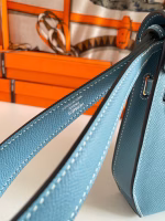 Hermes Kelly Depeches 25 Pouch in Blue Jean Epsom Calfskin - Image 7