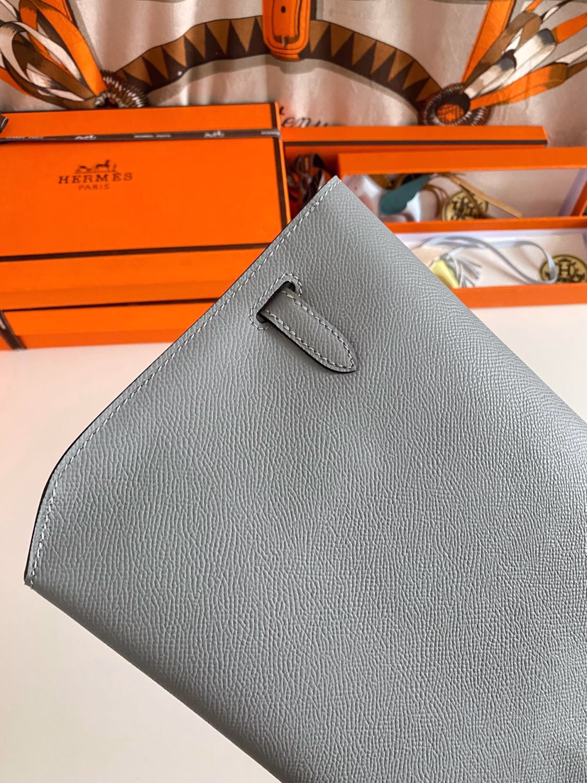 Hermes Kelly Depeches 25 Pouch in Blue Lin Epsom Calfskin - Image 5