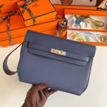 Hermes Kelly Depeches 25 Pouch in Blue Saphir Epsom Calfskin - Image 2