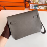 Hermes Kelly Depeches 25 Pouch in Etain Epsom Calfskin - Image 6