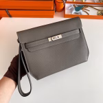 Hermes Kelly Depeches 25 Pouch in Etain Epsom Calfskin - Image 7