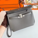 Hermes Kelly Depeches 25 Pouch in Etain Epsom Calfskin - Image 2