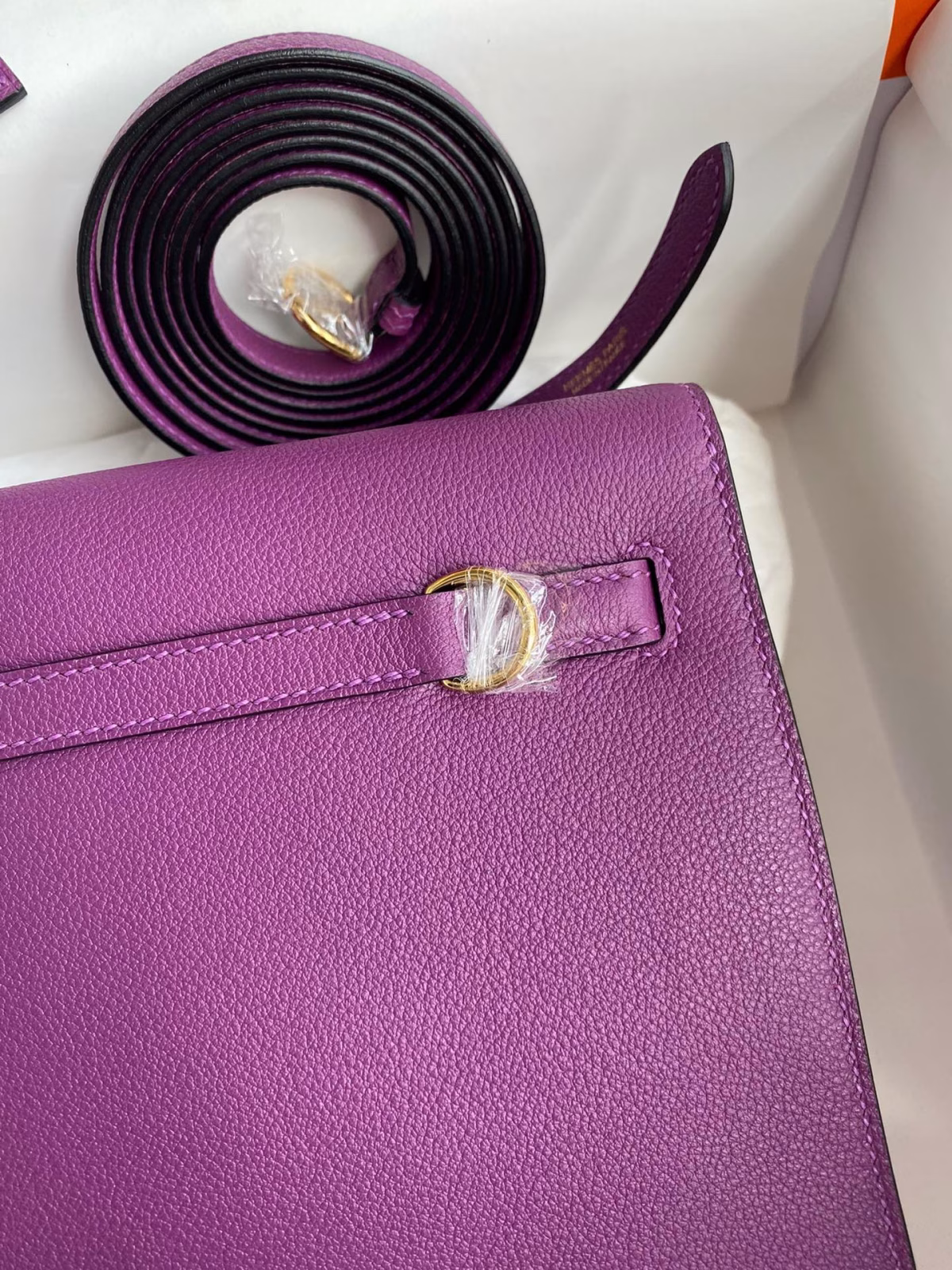 Hermes Kelly Danse II Handmade Bag In Anemone Evercolor Calfskin - Image 8