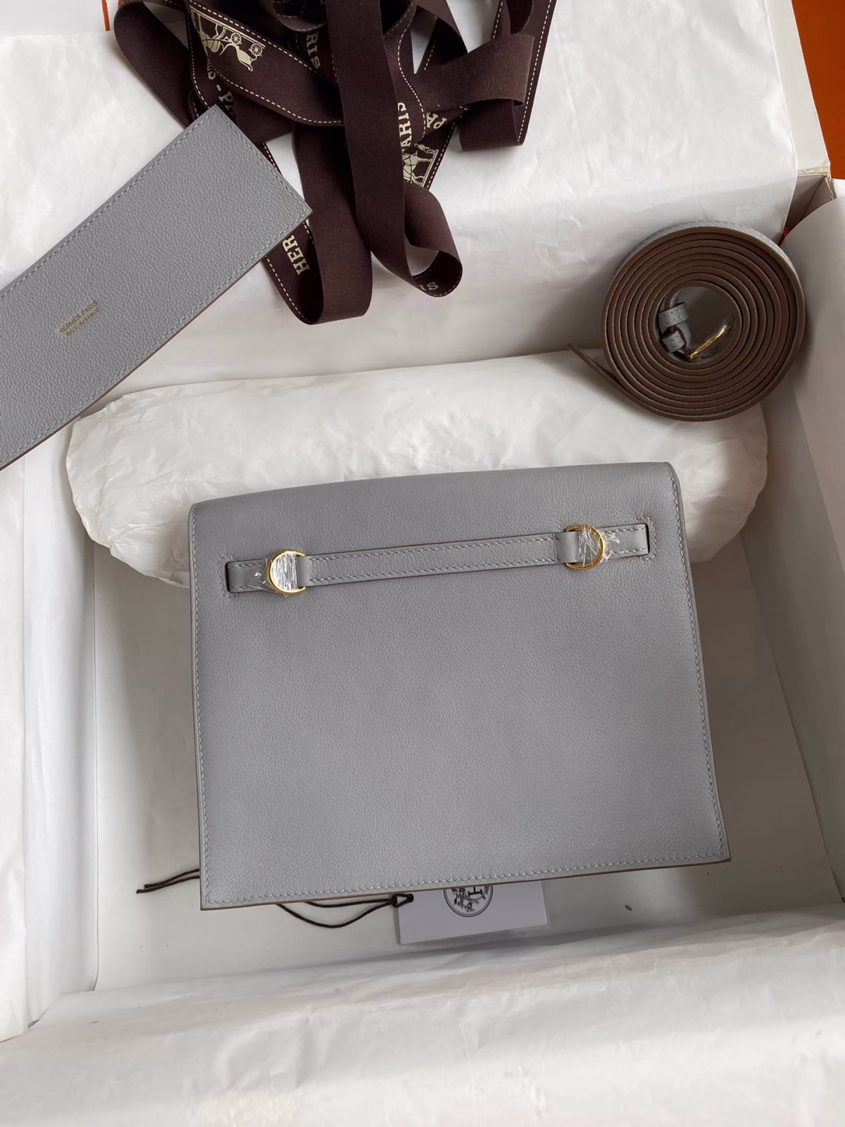 Hermes Kelly Danse II Bag In Blue Glacier Evercolor Calfskin - Image 4