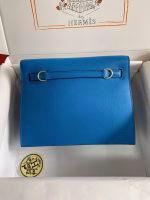Hermes Kelly Danse II Handmade Bag In Blue Hydra Evercolor Calfskin - Image 9