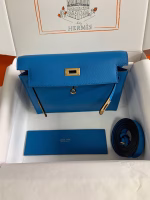 Hermes Kelly Danse II Handmade Bag In Blue Hydra Evercolor Calfskin - Image 4