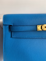 Hermes Kelly Danse II Handmade Bag In Blue Hydra Evercolor Calfskin - Image 6