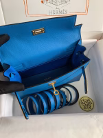 Hermes Kelly Danse II Handmade Bag In Blue Hydra Evercolor Calfskin - Image 5