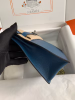 Hermes Kelly Danse II Handmade Bag In Deep Blue Evercolor Calfskin - Image 7