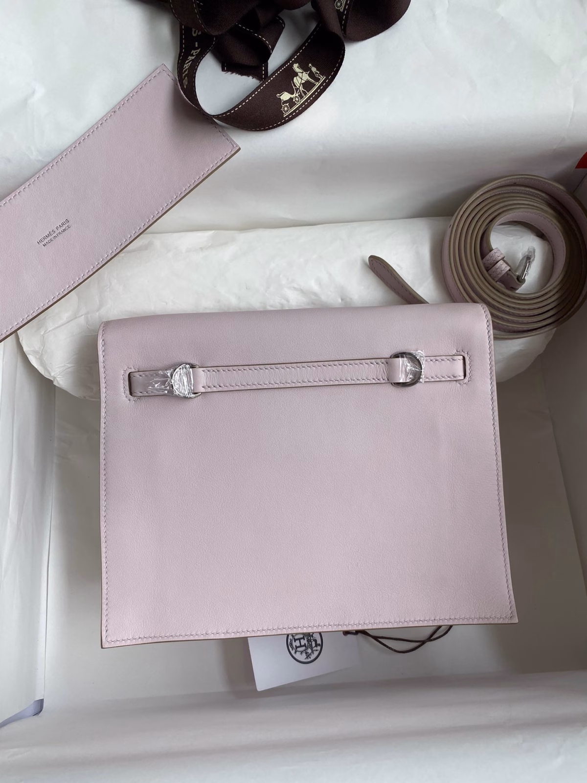 Hermes Kelly Danse II Bag In Mauve Pale Evercolor Calfskin - Image 6