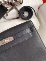 Hermes Kelly Danse II Handmade Bag In Black Evercolor Calfskin - Image 7