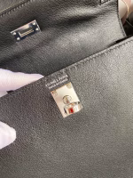 Hermes Kelly Danse II Handmade Bag In Black Evercolor Calfskin - Image 4