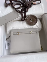 Hermes Kelly Danse II Handmade Bag In Pearl Grey Evercolor Calfskin - Image 6