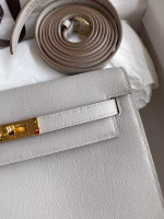 Hermes Kelly Danse II Handmade Bag In Pearl Grey Evercolor Calfskin - Image 8