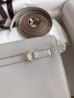 Hermes Kelly Danse II Handmade Bag In Pearl Grey Evercolor Calfskin - Image 9