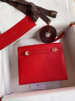 Hermes Kelly Danse II Handmade Bag In Red Evercolor Calfskin - Image 7