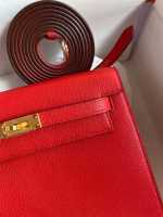 Hermes Kelly Danse II Handmade Bag In Red Evercolor Calfskin - Image 8